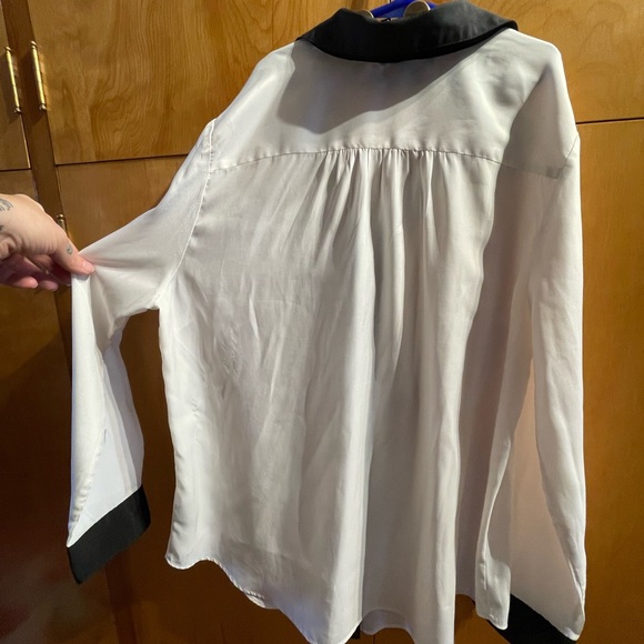 Beautiful sheer blouse 2 small snags on back LG - Picture 2 of 5